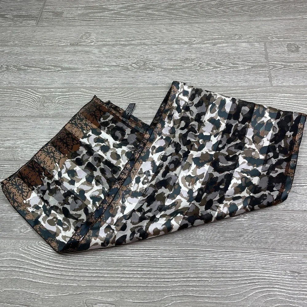 Estate Scarf Women's Black Brown & Gold Animal Print Semi Sheer 58